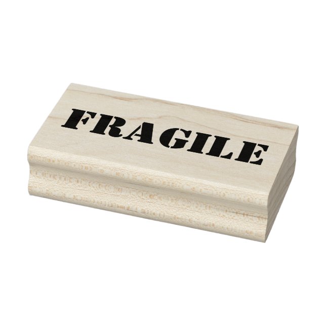 Fragile Wooden Block Mounted Rubber Stamp (Stamp)