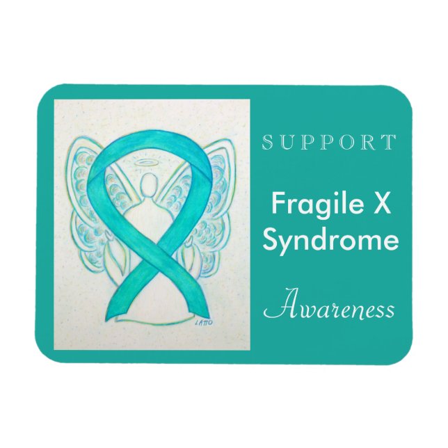 Fragile X Syndrome Awareness Ribbon Angel Magnet (Horizontal)
