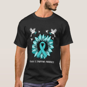 Fragile X Syndrome Awareness Ribbon Teal Bird T-Shirt