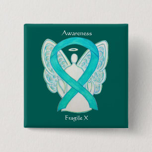 Fragile X Teal Awareness Angel Ribbon Pin