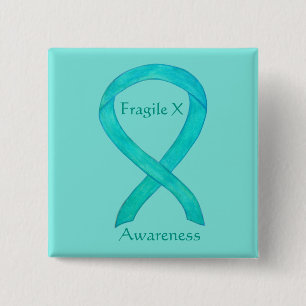 Fragile X Teal Awareness Custom Ribbon Pin