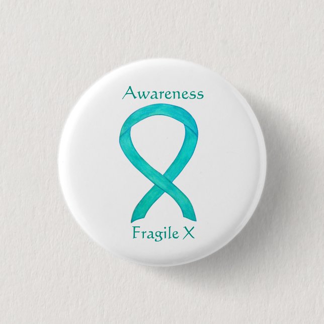 Fragile X Teal Awareness Custom Ribbon Pin (Front)
