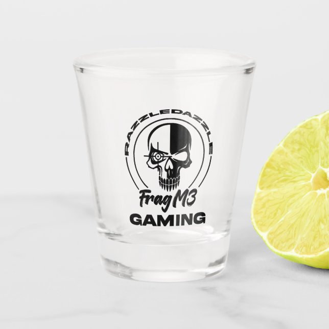 FragM3 Gaming RazzleDazzle Shot Glass in Black (Front)