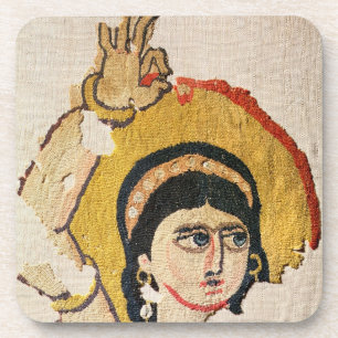 Fragment of a tapestry depicting the head of a dan coaster