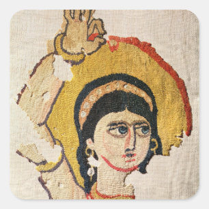Fragment of a tapestry depicting the head of a dan square sticker