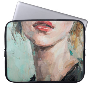 Fragment of art painting. Portrait of a girl with  Laptop Sleeve