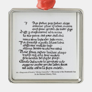 Fragment of Dante's 'Divina Commedia' Metal Tree Decoration