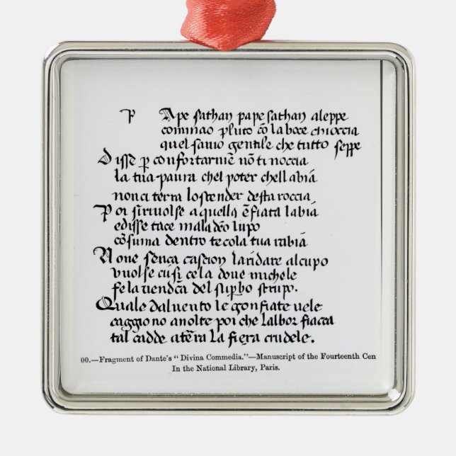 Fragment of Dante's  'Divina Commedia' Metal Tree Decoration (Front)