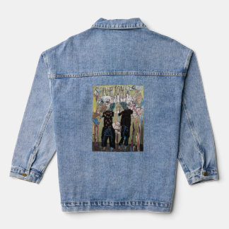 Fragmented Face Two People Abstract Art Denim Jacket