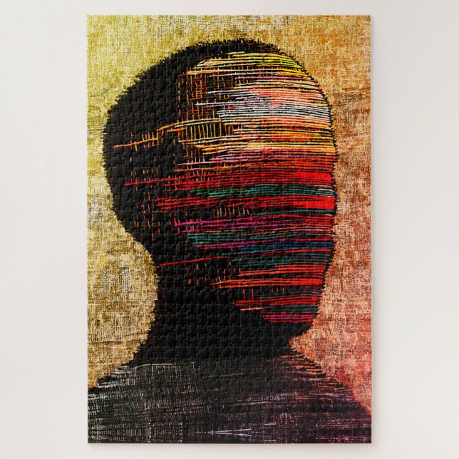 Fragmented Identity – Colourful Abstract Thread Ar Jigsaw Puzzle (Vertical)
