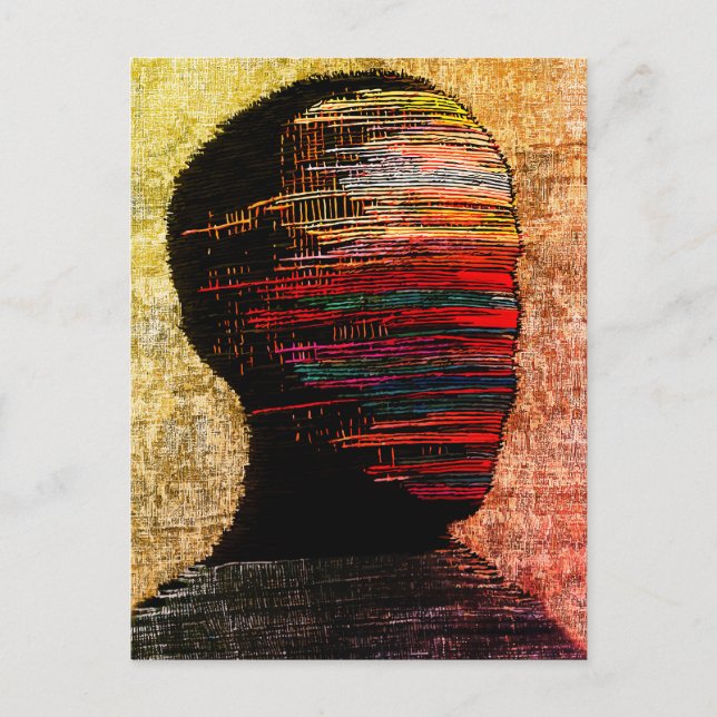 Fragmented Identity – Colourful Abstract Thread Ar Postcard (Front)