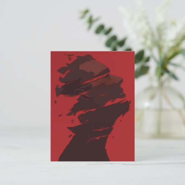 Fragmented Identity in Shades of Red Postcard (Standing Front)