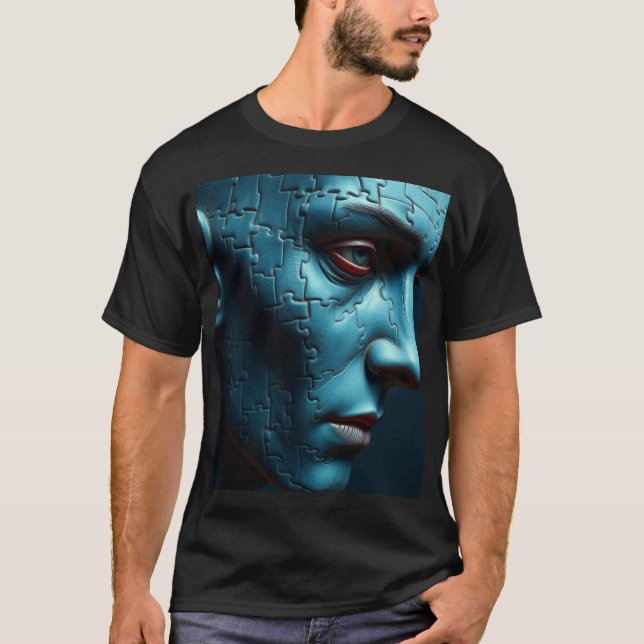 Fragmented Mind: Jigsaw Puzzle Head T-Shirt (Front)