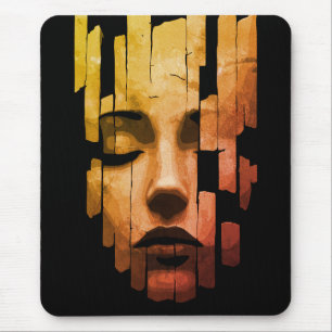 Fragmented Serenity – Surreal Digital Portrait Mouse Pad