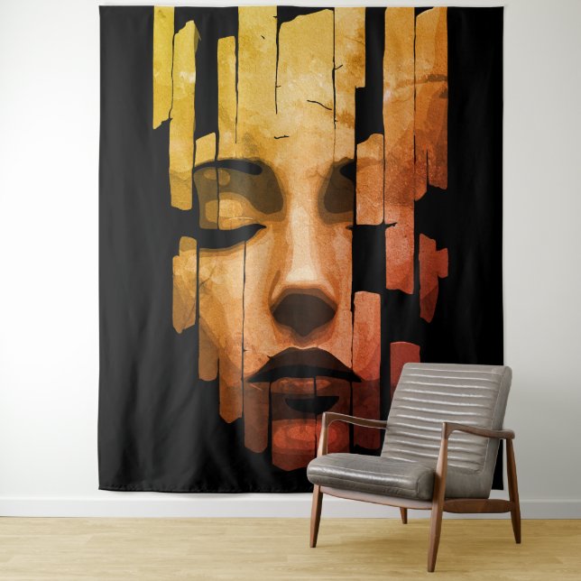 Fragmented Serenity – Surreal Digital Portrait Tapestry (In Situ)