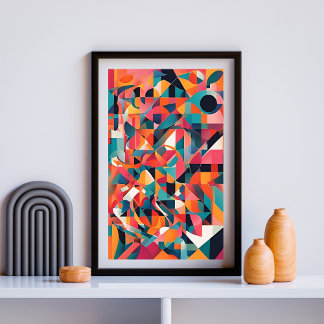 Fragmented Symphony: Abstract Geometric Fusion Poster