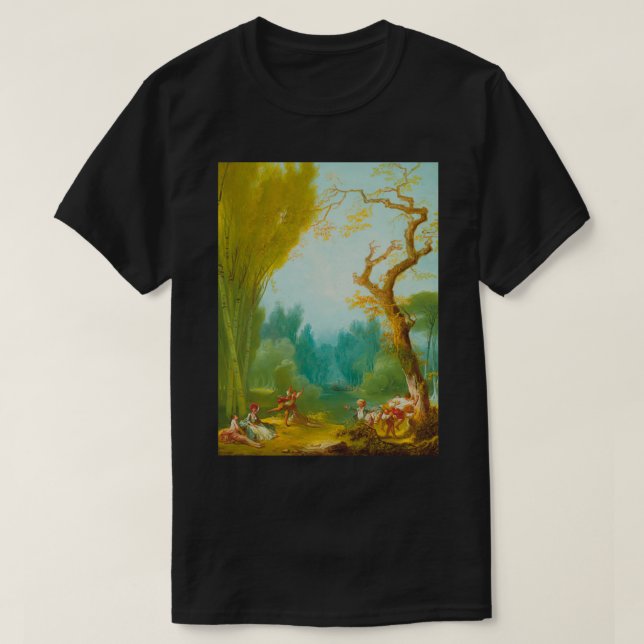 Fragonards A Game of Horse Rider in Vibrant Tones T-Shirt (Design Front)