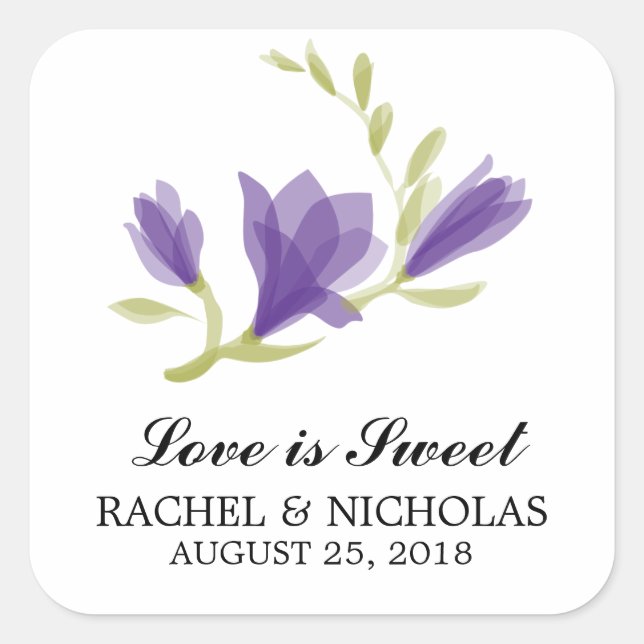 Fragrant Freesia Petals | Favour Square Sticker (Front)