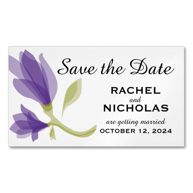 Fragrant Freesia Petals | Save the Date Magnetic Business Card (Front)