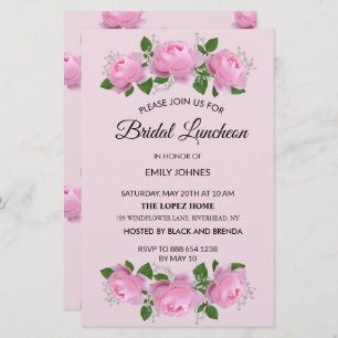 Fragrant Pink Roses, Bridal Luncheon Stationery