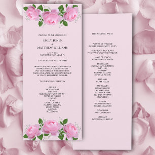 Fragrant Pink Roses, Wedding Ceremony Program