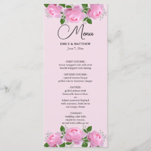 Fragrant Pink Roses, Wedding Menu