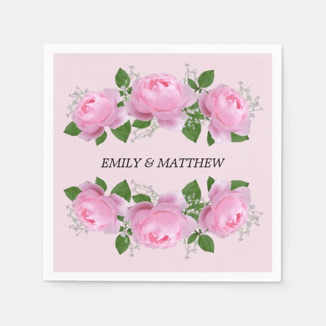 Fragrant Pink Roses Wedding Napkin (Front)