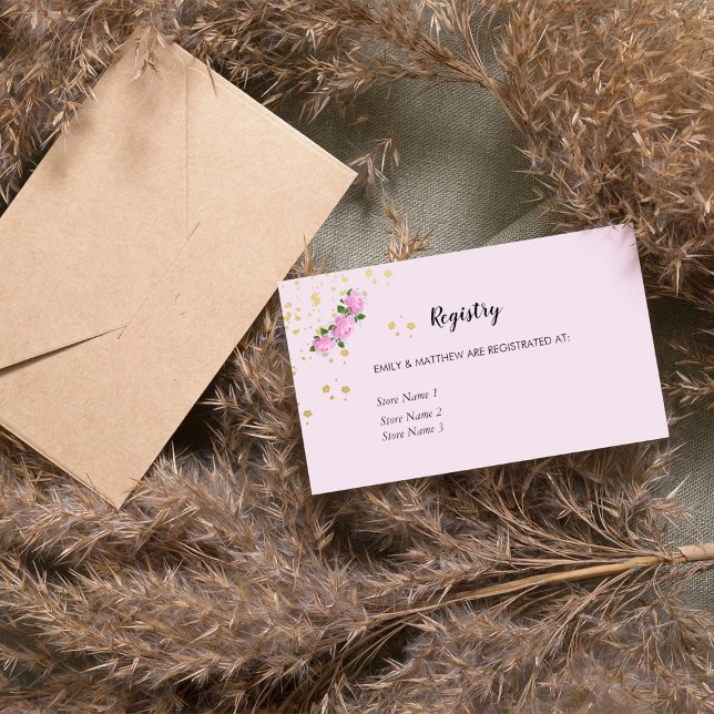 Fragrant Pink Roses Wedding  Registry Enclosure Card (Creator Uploaded)