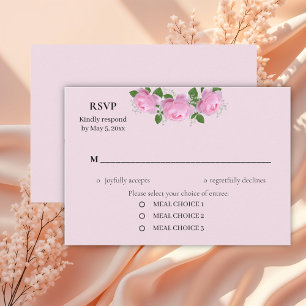 Fragrant Pink Roses, Wedding RSVP Card