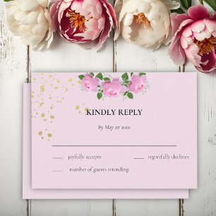 Fragrant Pink Roses, Wedding RSVP Card