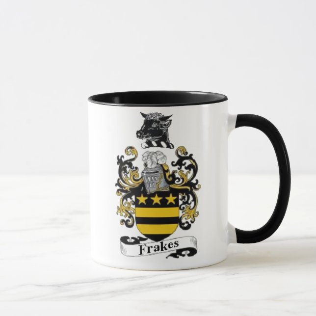 Frakes Coat of Arms Mug Black Handle (Right)