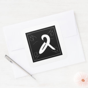 Frame and Flourish Monogram Ampersand on White Square Sticker