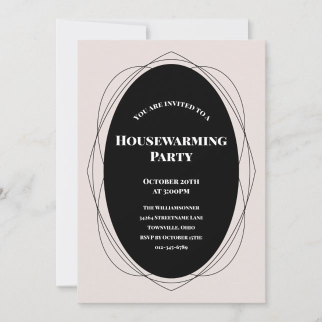 Frame Beige Black Housewarming Invitation (Front)