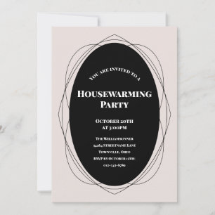 Frame Beige Black Housewarming Invitation