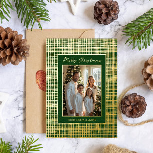 Frame Foil Christmas Card Template Customise Green