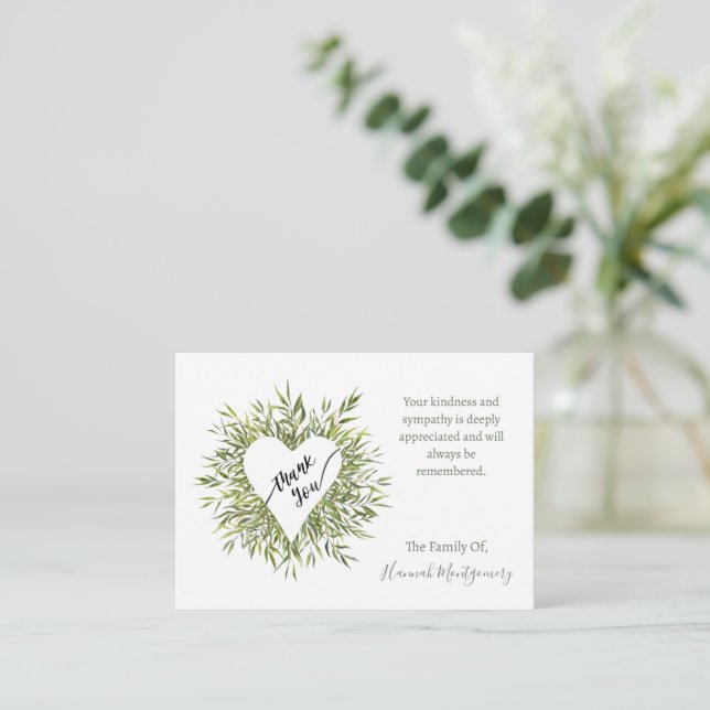  Frame Heart Willow Branches Sympathy Thanks Card (Standing Front)