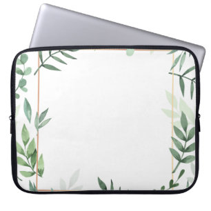 Frame leaves watercolor background laptop sleeve