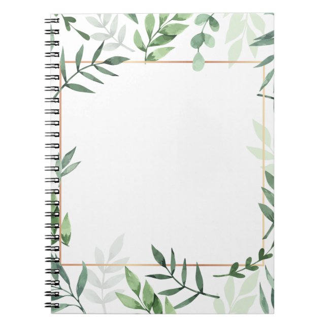 Frame leaves watercolor background notebook (Front)