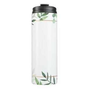 Frame leaves watercolor background thermal tumbler