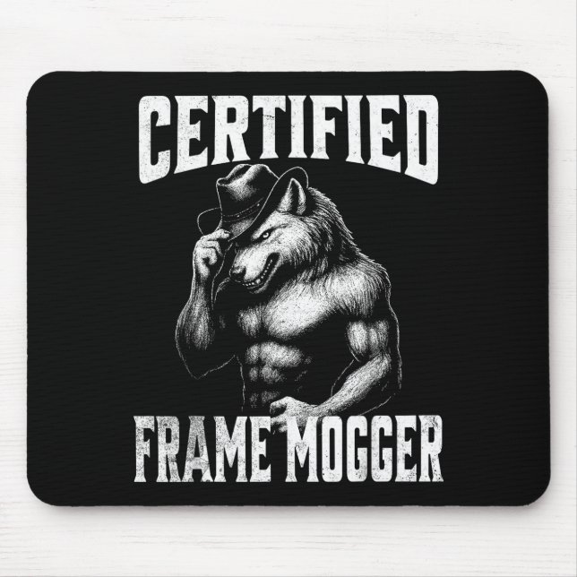Frame mogging - funny cringe alpha wolf  mouse pad (Front)