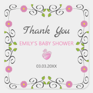 Frame of Flowers and Leaves Square Sticker