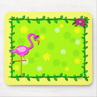 Frame of Tropical Plants and Flamingo Mouse Pad