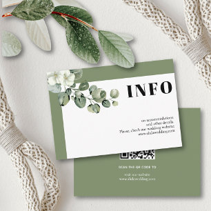 Frame with eucalyptus and white flowers wedding enclosure card