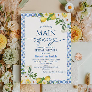 Frame Yellow Floral Lemon Themed Bridal Shower Invitation