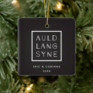 Framed Auld Lang Syne Holiday Ornament - White