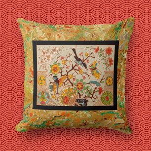 Framed Birds & Butterflies Throw Pillow
