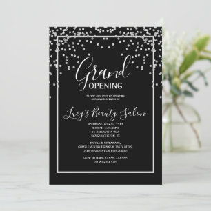 Framed Black & White Confetti Grand Opening Invitation