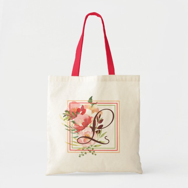 Framed Bouquet Monogram Tote (Front)