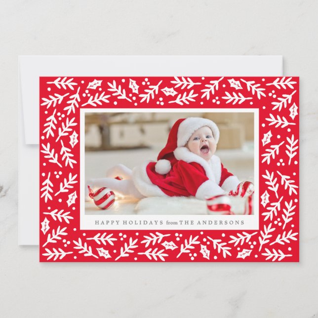 Framed Branches Holiday Photo Card (Front)