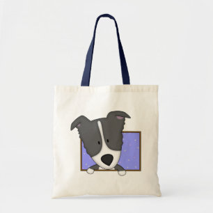Framed Cartoon Border Collie Tote Bag